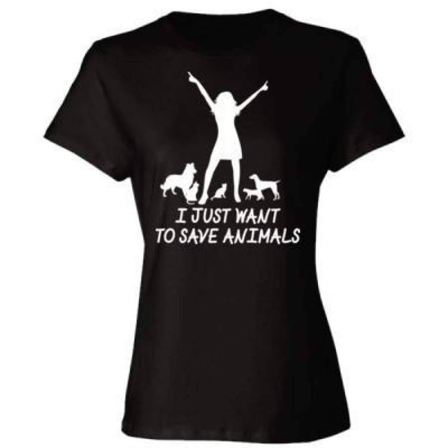 AGR I Just Want To Save Animals – Ladies’ Cotton T-Shirt