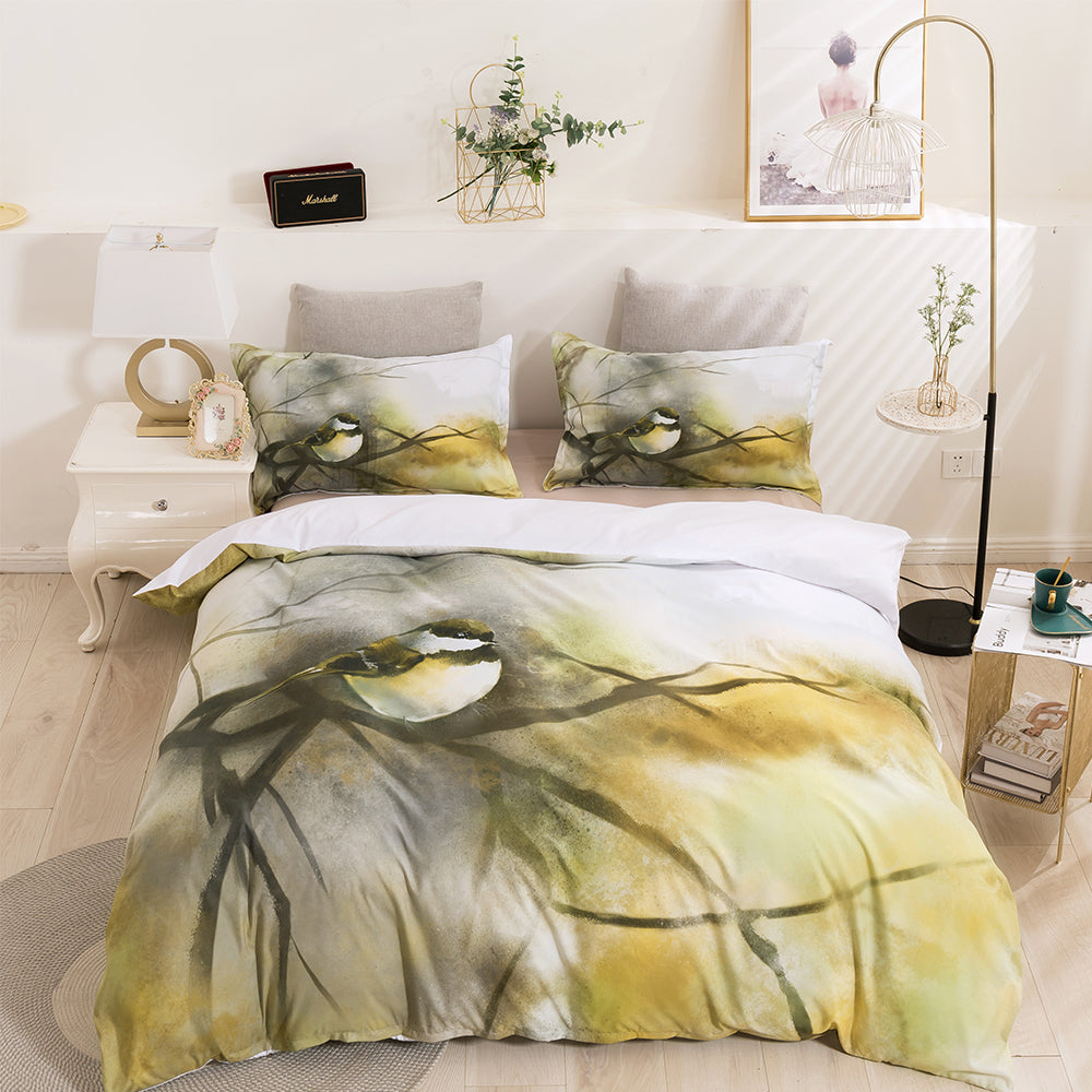 3D Watercolor Animal Bird Quilt Cover Set Bedding Set Duvet Cover Pillowcases 329