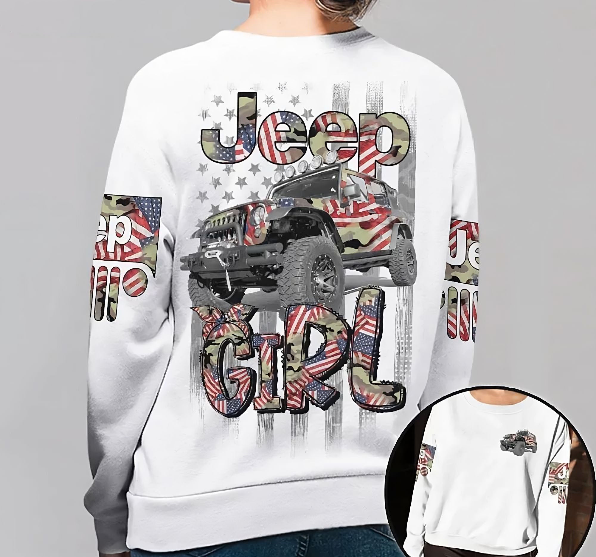 Jeep Girl Camo America All Over Print Sweatshirt