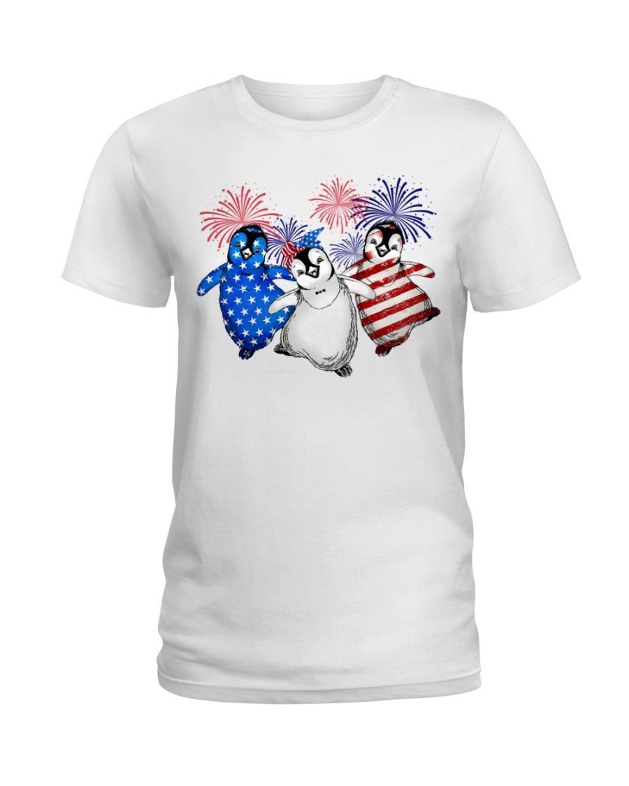 Penguin Blue Red White America Flag White T-Shirt Hoodie All Color Size S-5Xl