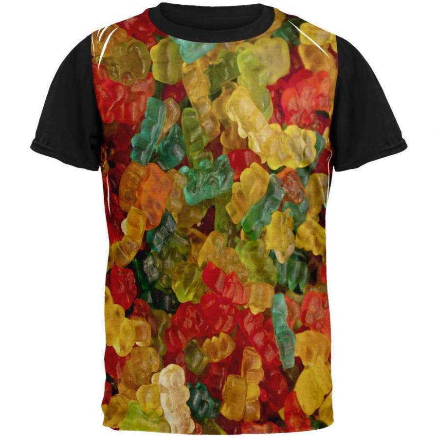 Candy Gummy Bears Adult Black Back T-Shirt