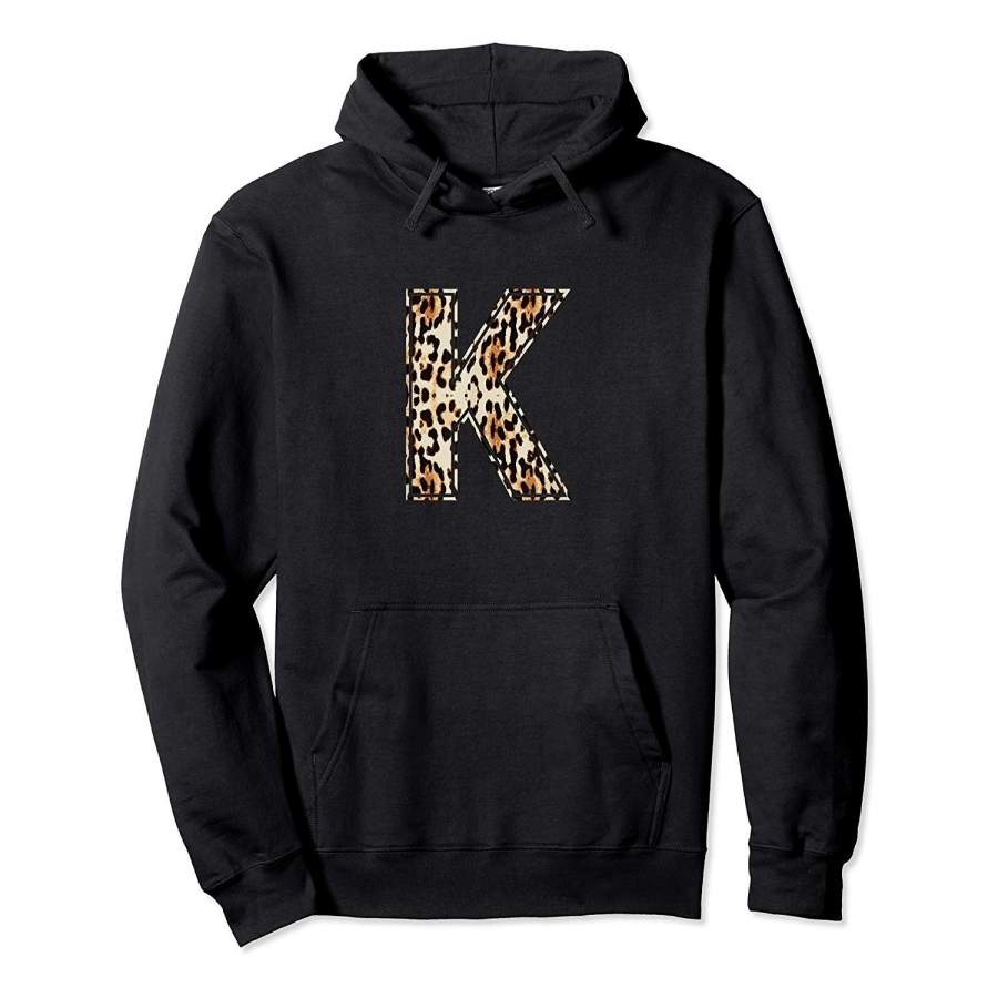 Cool Letter K Initial Name Leopard Cheetah PrintHoodie Premium Tee