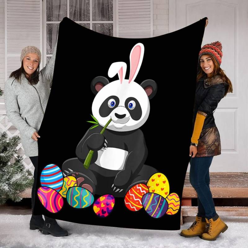 Custom Blanket Panda Bunny Ear With Egg Easter Blanket – Fleece Blanket