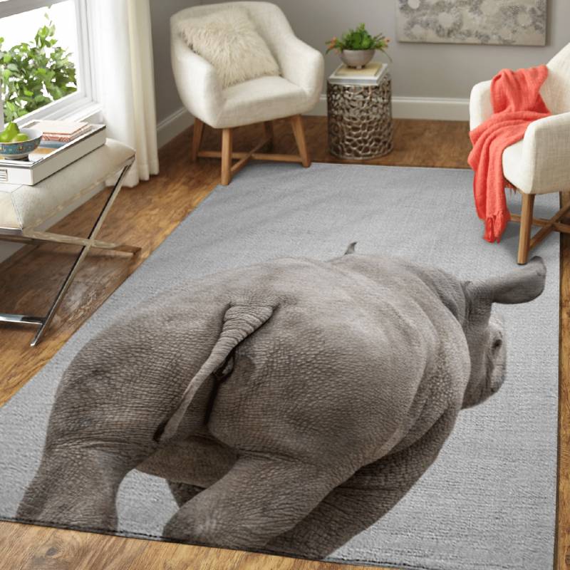 Rhino Tail Colorful  – Animals Colorful Area Rug Carpet