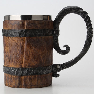 Vintage Viking Wooden Beer Mug