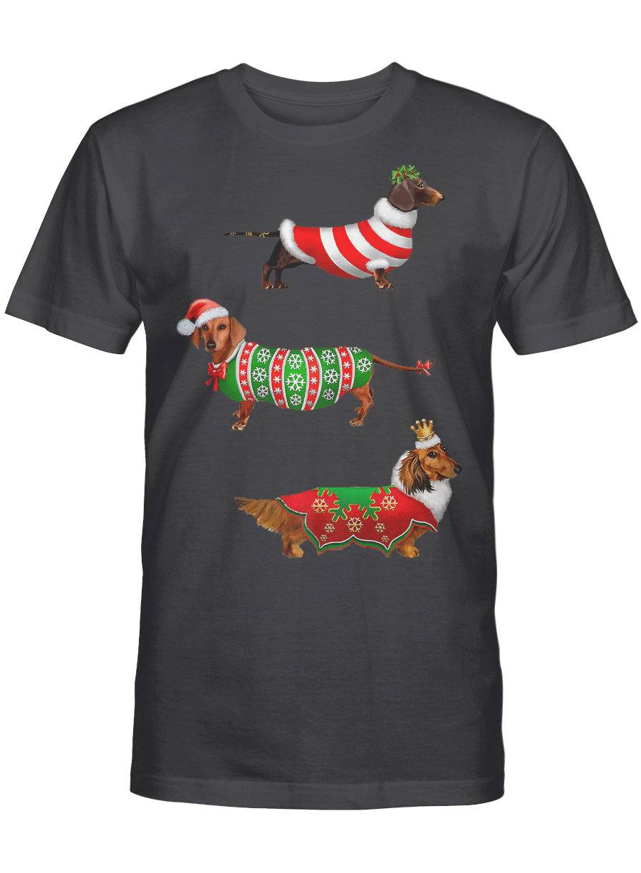 AmazeStyleZ Santa’s Reindeer, Ugly Christmas Sweater, Christmas Gift Ideas, Christmas Dachshund tree T Shirt Funny Pajamas Xmas Premium T-Shirt