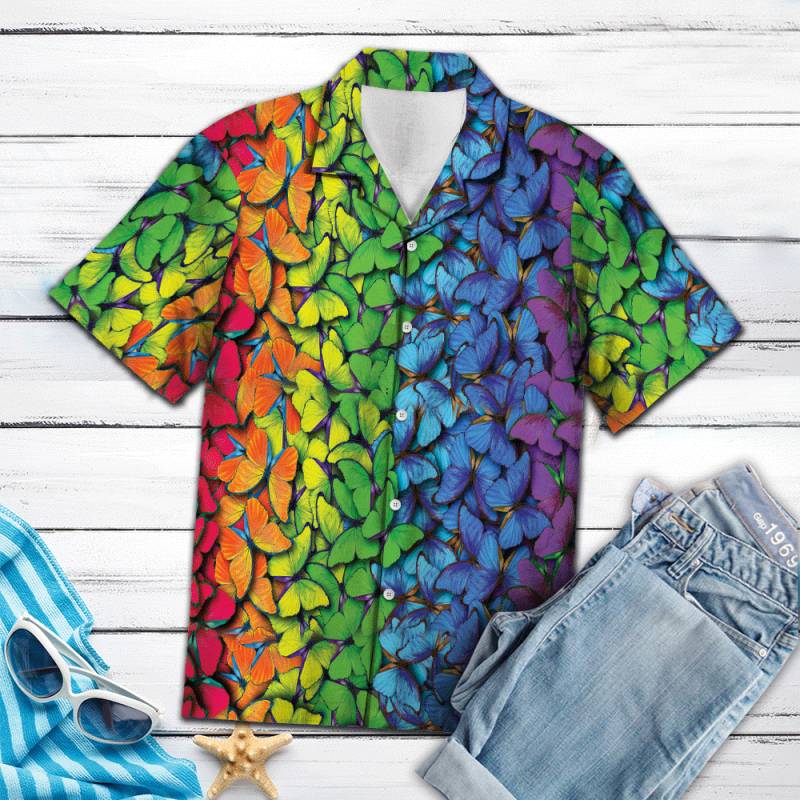 Colorful Rainbow Butterfly Hawaii Shirt Ha39584