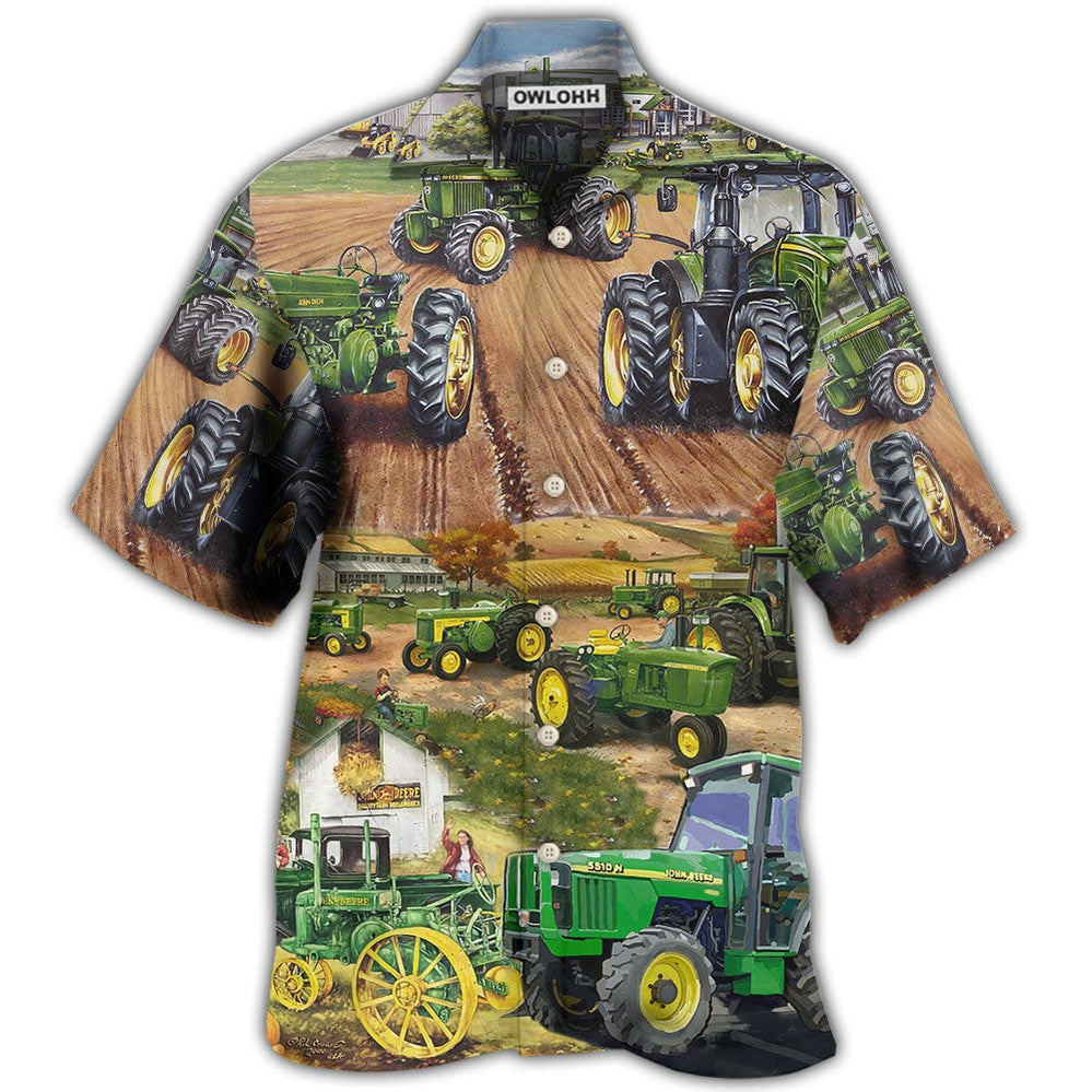 Tractor Green Tractor Working Farm – Hawaiian Shirt  – Owl Ohh