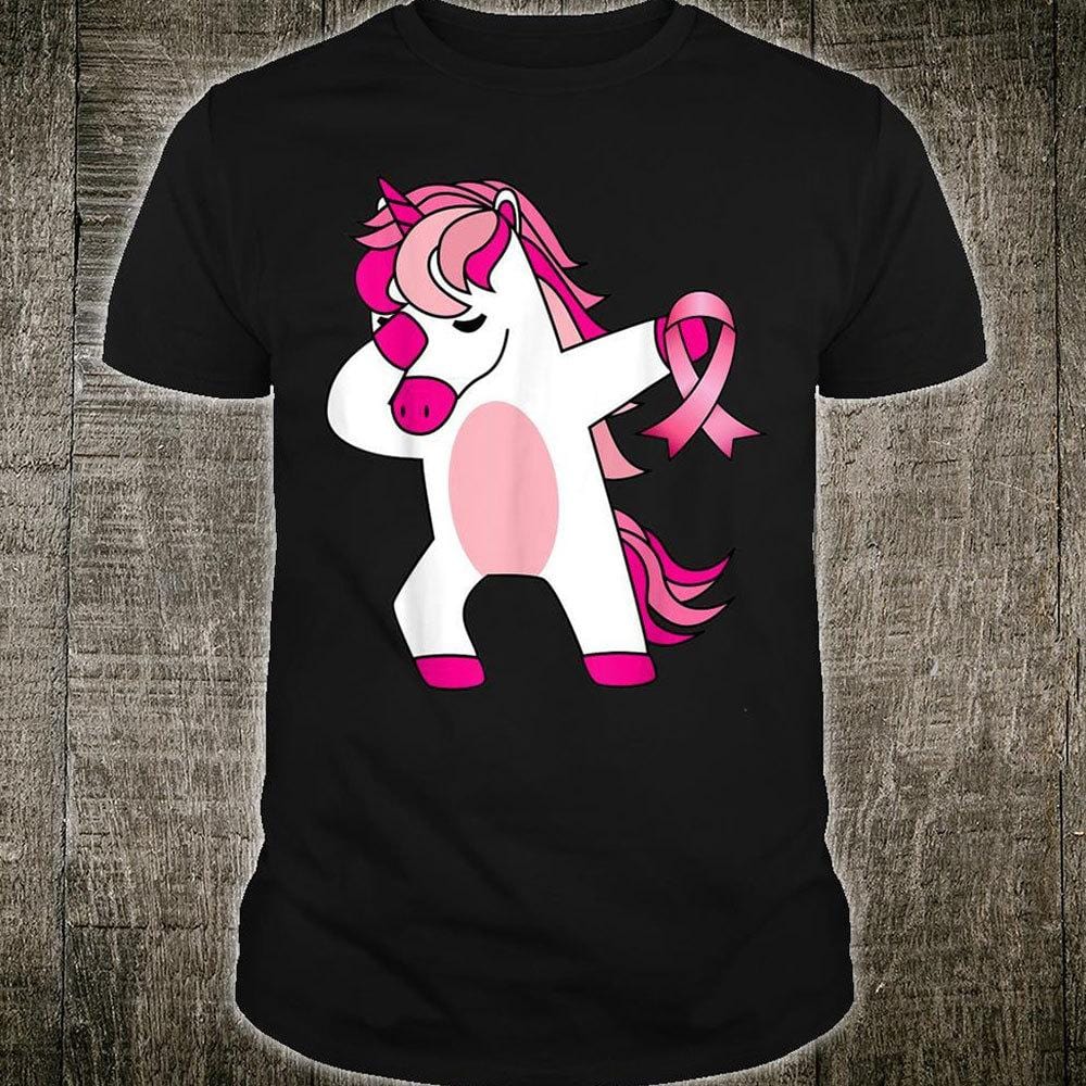 Breast Cancer Shirts, Pink Ribbon With Unicorn Shirts