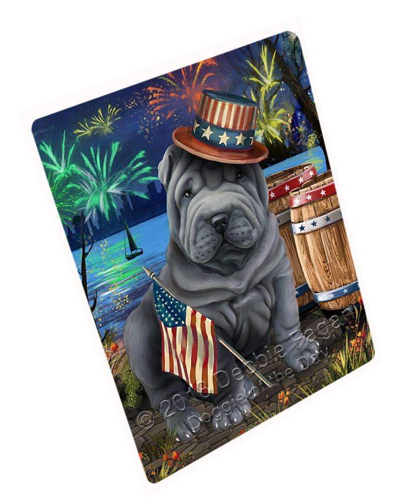 4Th Of July Independence Day Fireworks Shar Pei Dog At The Lake Blanket Blnkt77097