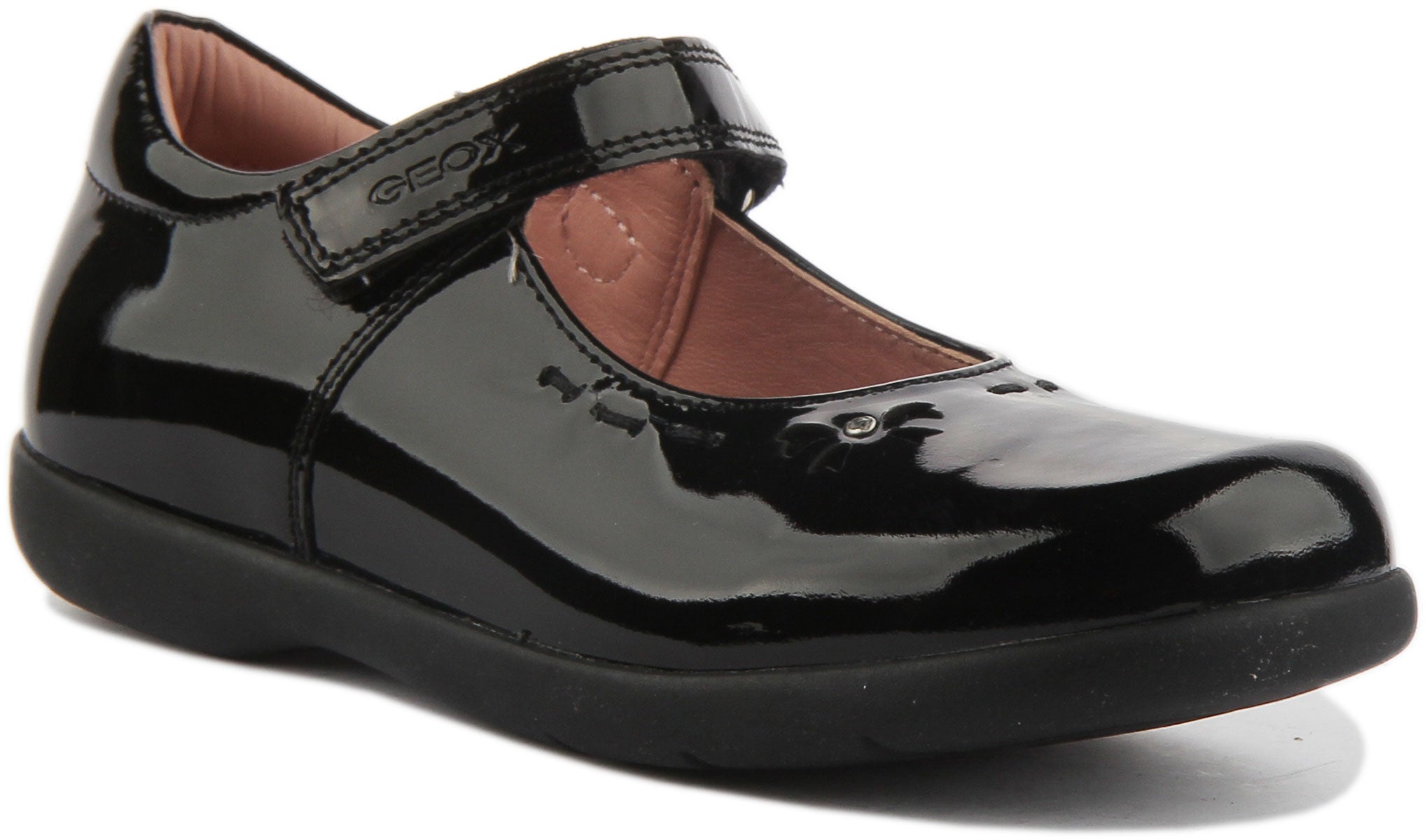 Geox Naimara Girl School Shoes In Black Patent For Kids