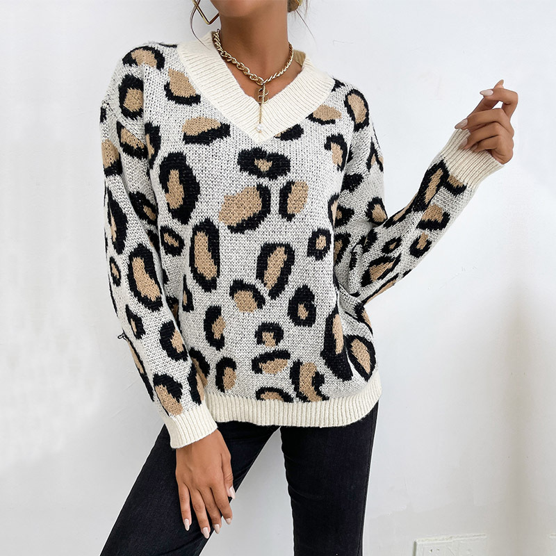 Autumn and Winter New Knitted Long Sleeve Leopard Sweater Oversized Sweater Women Cardigans Tops Fashion Tops 2022 Women Sweater alx