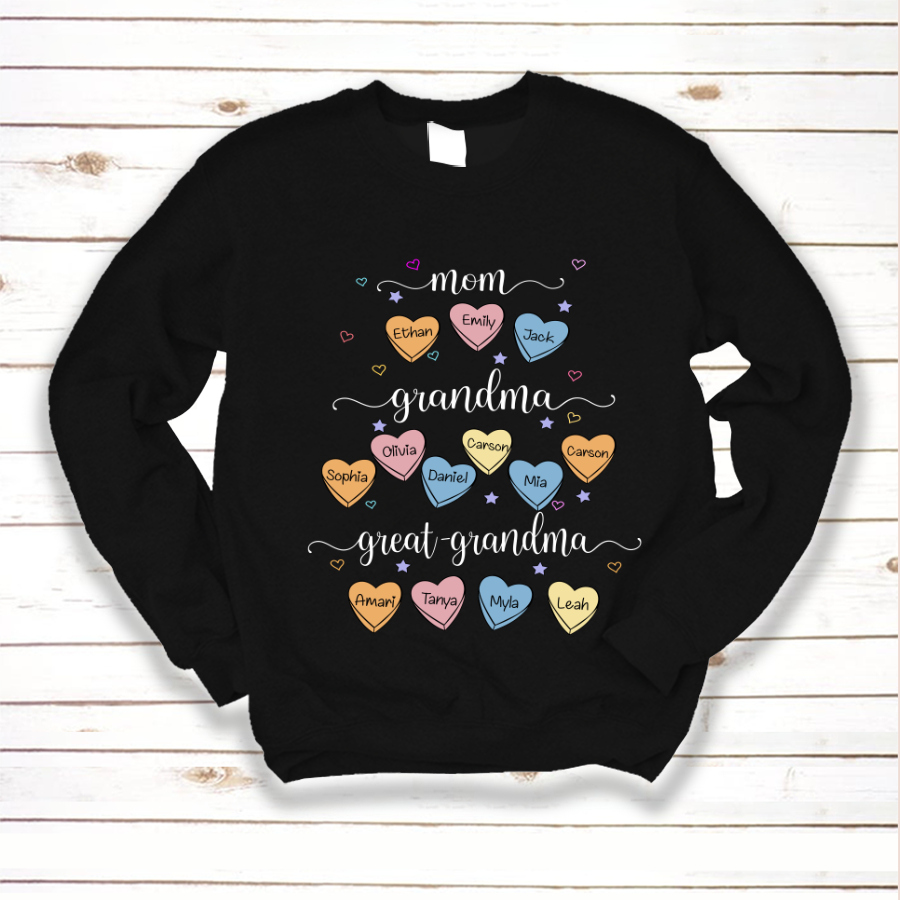 Mom Grandma And Great Grandma Hearts Sweatshirt