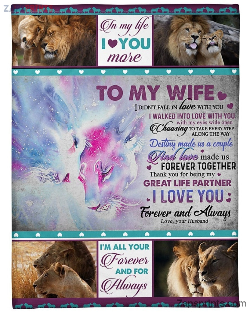 To My Wife Blanket Lion Gifts For Wife – Custom Blanket / Personalized Blankets / Photo Blanket – Fleece Blanket / Sherpa Blanket