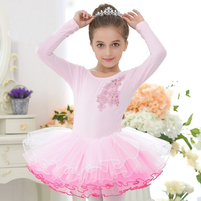 Ballet Dance Costume Girls Long Sleeve Children Swan Lake Performance Ballet Tutu Kids Ballet Dancing dress alx