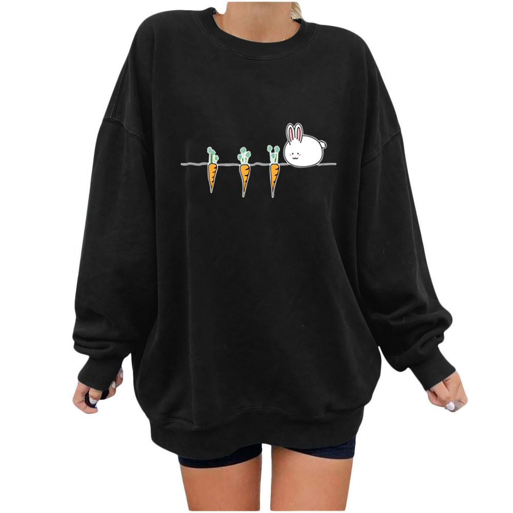 Rabbit Gun Robbery Sweatshirt Cute Bunny Long Sleeves Funny Design Sweatshirt Carrot Easter Bunny Sweatshirt Graphic Top alx