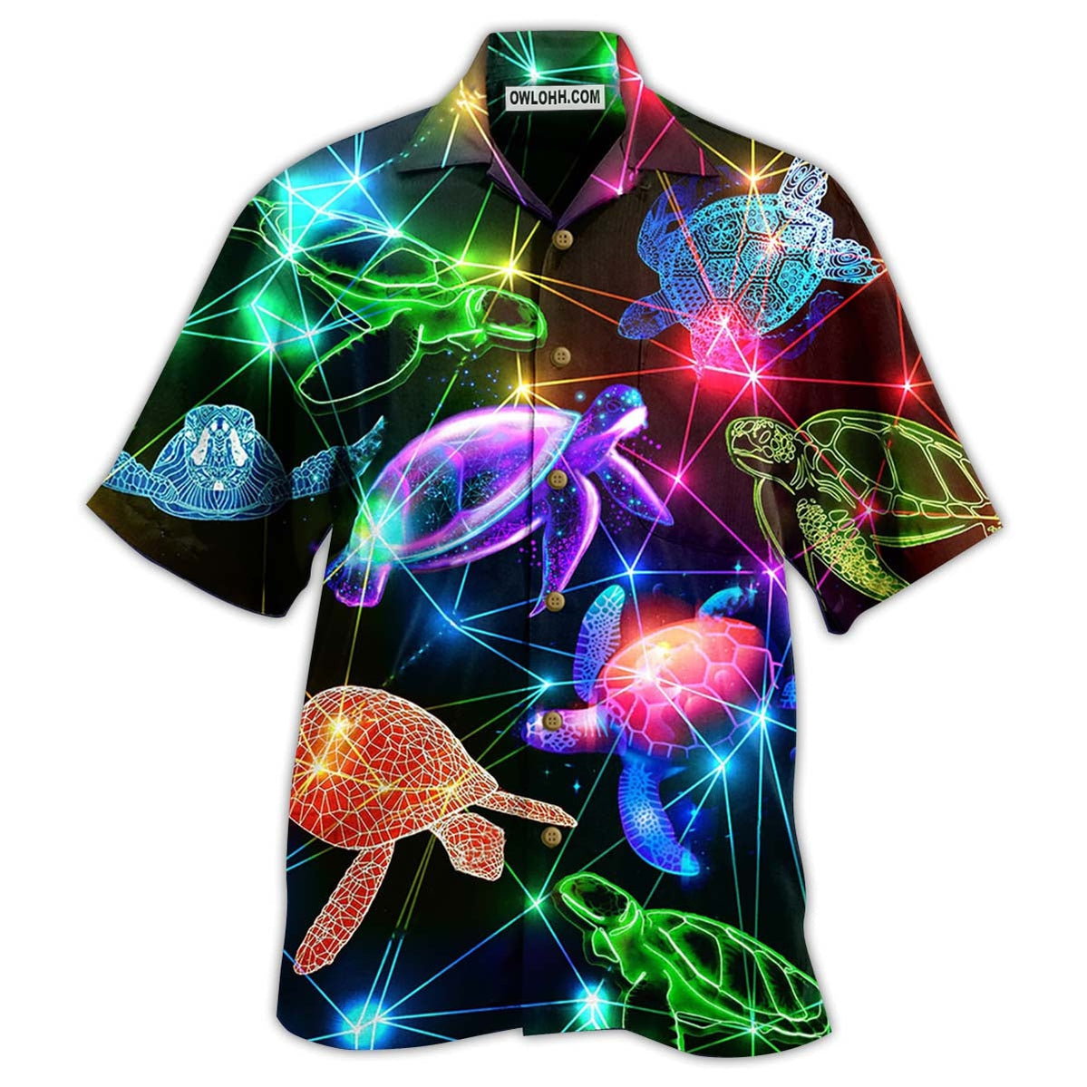 Turtle Fullcolor Neon Style Loves Ocean – Hawaiian Shirt  – Owl Ohh