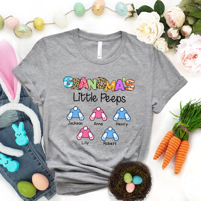 Personalized Grandma’S Little Peeps T-Shirt Grandkids Easter Day Tshirt