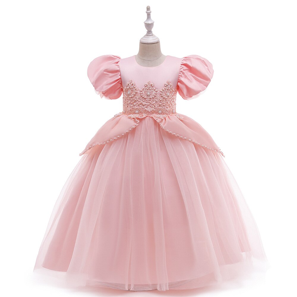 2021 High Quality Cinderella Dress Girls Beading Applique Flower Princess Dresses Girl Lace Birthday Party Fancy Kids Costume alx