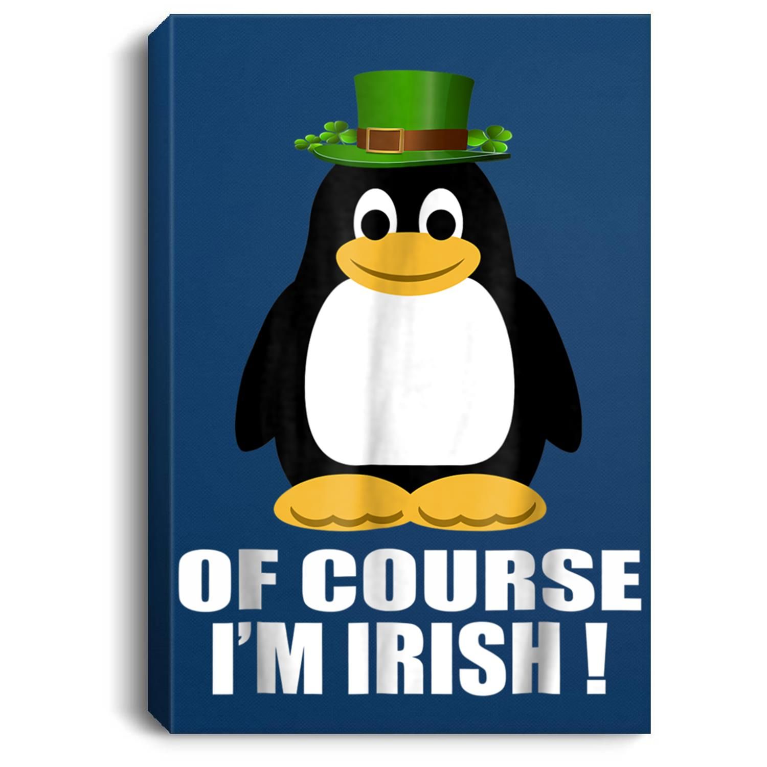 Funny St Patricks Day For Kids Irish Penguin Portrait Canvas