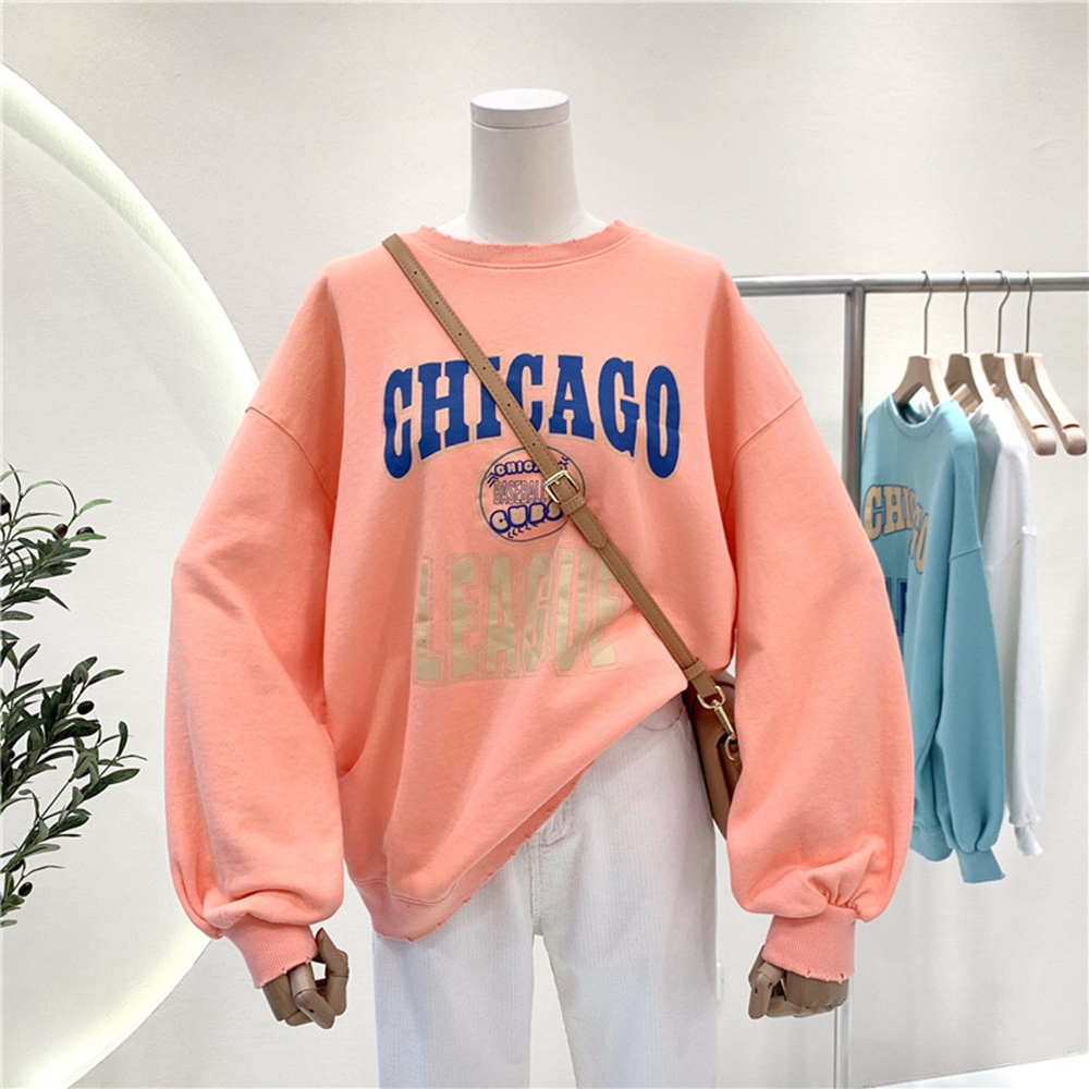 2022 Autumn Women Hoodie Loose Love Print Korean Long Sleeve Vintage Hooded Sweatshirt Casual Harajuku Pullover Top Hoodies alx