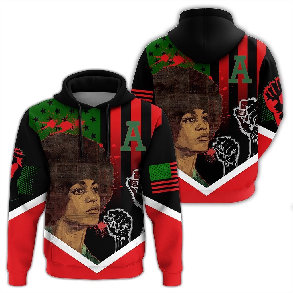 Wonderprint Hoodie – African American Flag Angela Davis Hoodie