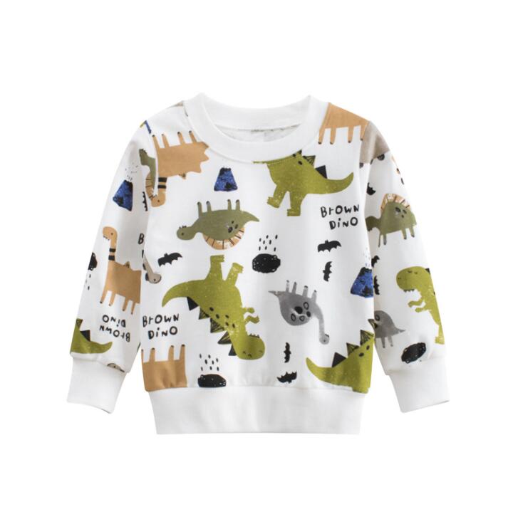 Boys 2022 Top Long Sleeve Clothes Children Boy Girl Clothing Print Cartoon Child Dinosaur Fashion Sweatshirt Spring And Autumn