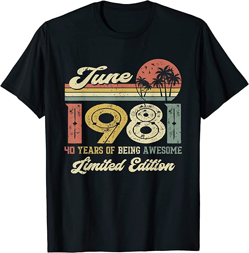 Vintage June 1981 Distressed 40 Year Old 40th Birthday T-Shirt