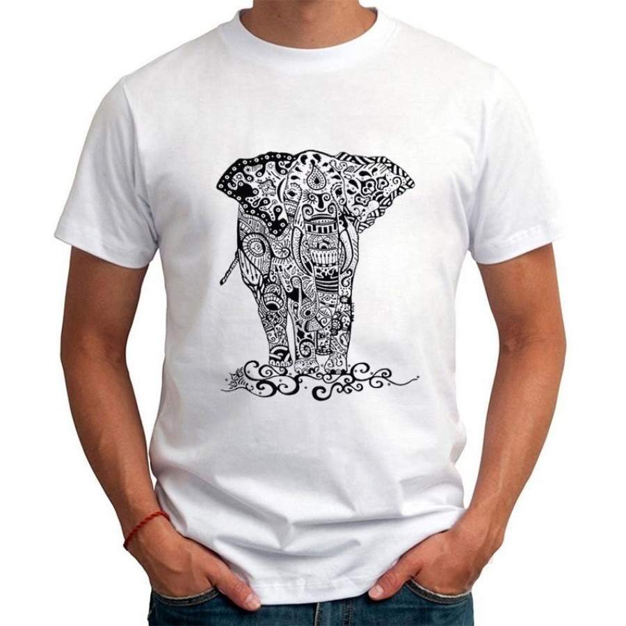 Summer New Style Men Tshirt Creative Design Elephant Print O-Neck Casual Men T-Shirts