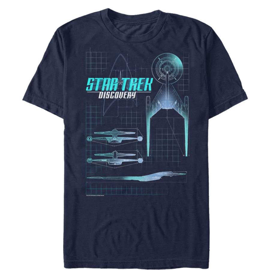 Star Trek Men’s Discovery Vessel Schematics  T Shirt