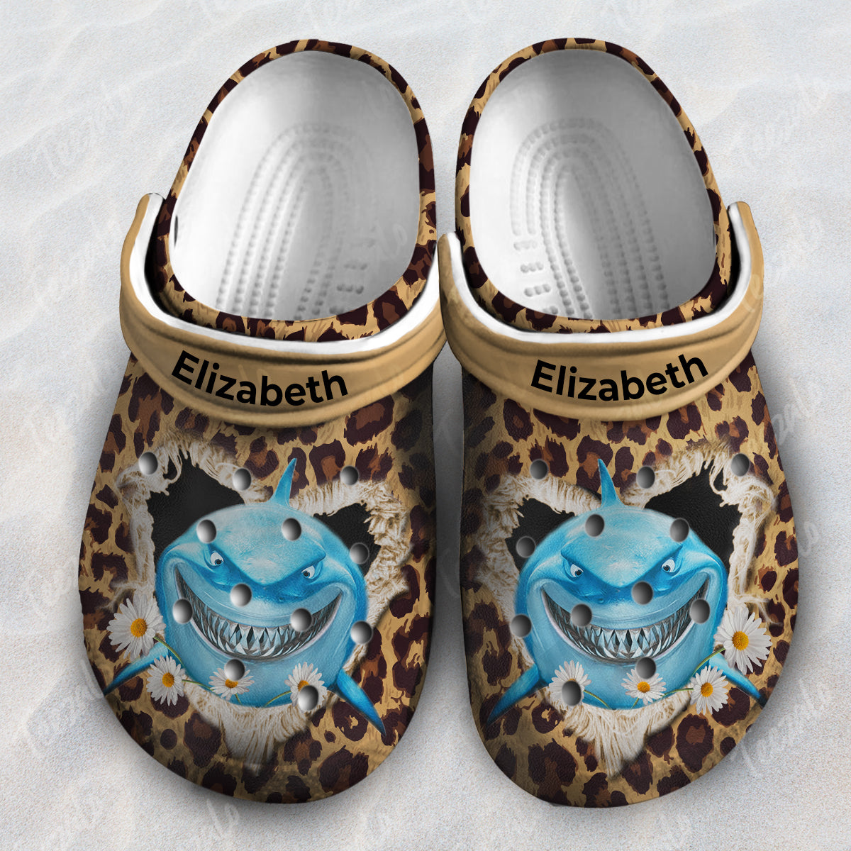 Shark Hole Leopard Personalized Clogs Shoes With Your Name