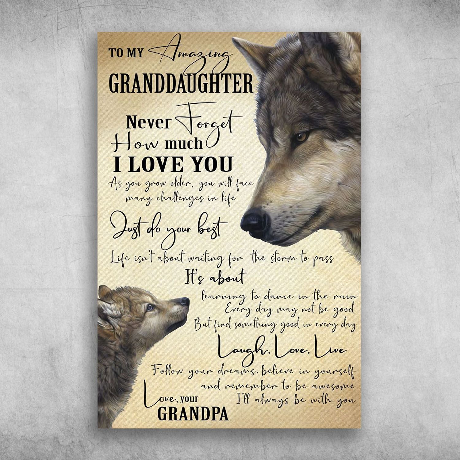 To My Granddaughter The Gift Of You With Love And Kisses Canvas Christmas Gift Ideas