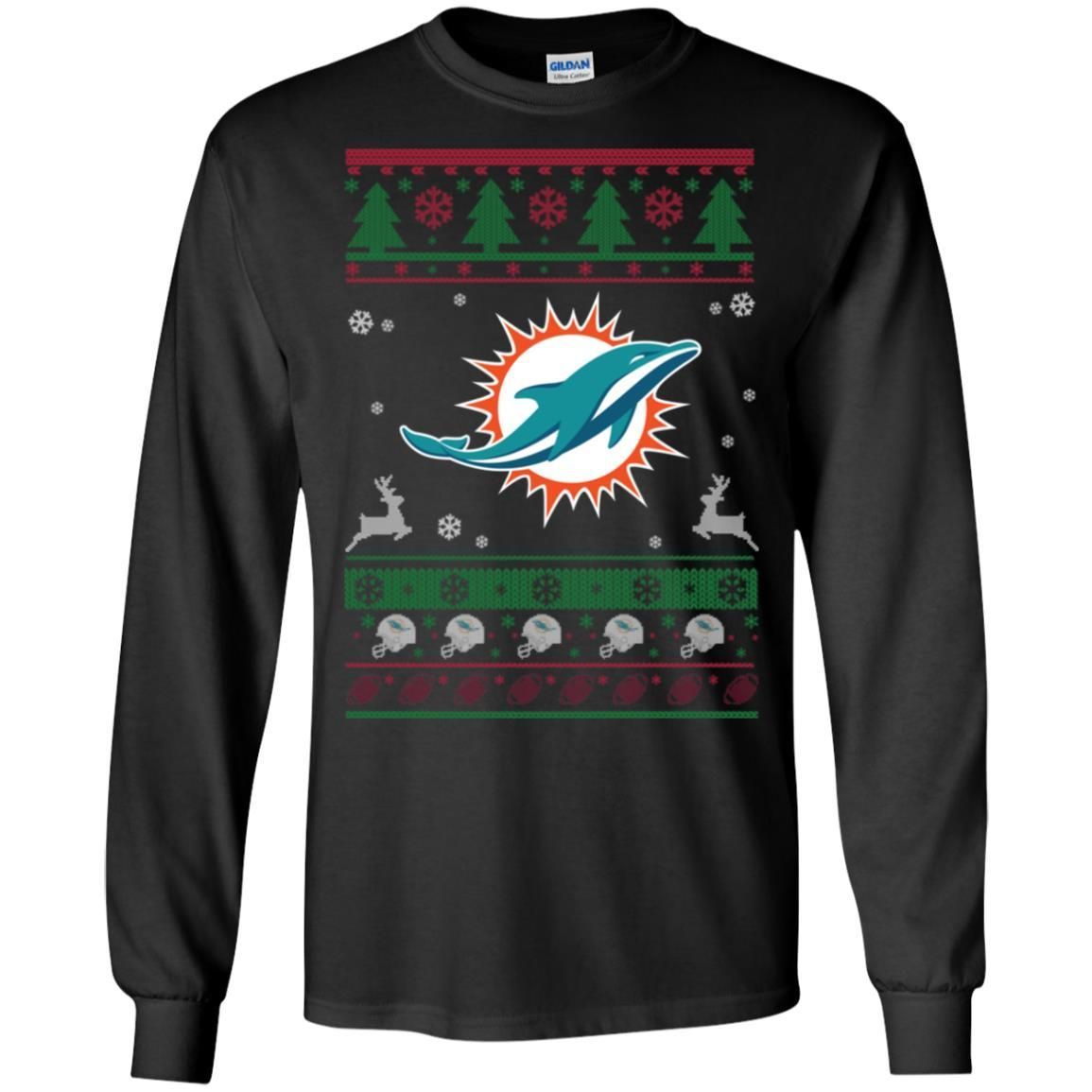 Miami Dolphins Logo Football Teams Ugly Christmas Sweater Men Long Sleeve Shirt