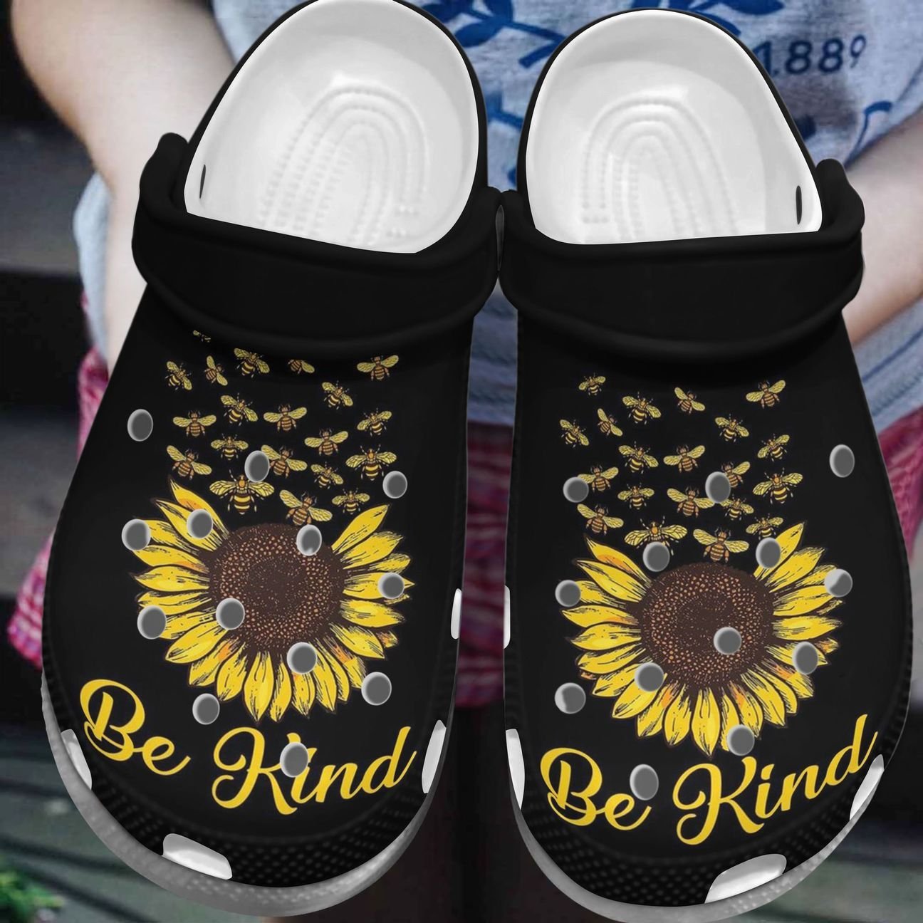 Bee Personalized Clog, Custom Name, Text, Color, Number Fashion Style For Women, Men, Kid, Print 3D Be Kind