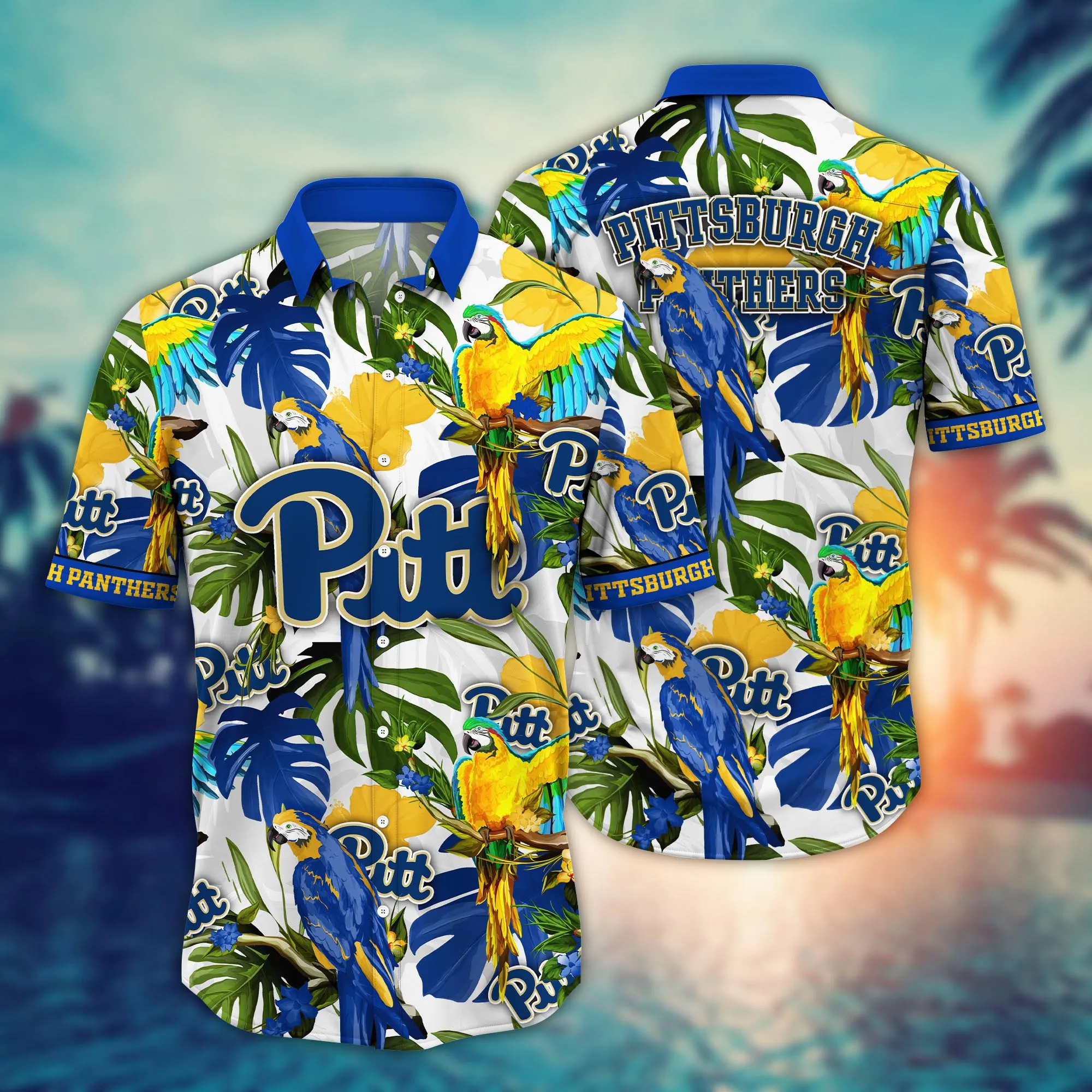 Pittsburgh Panthers NCCA Hawaiian Shirt Warm Nightstime Aloha Shirt