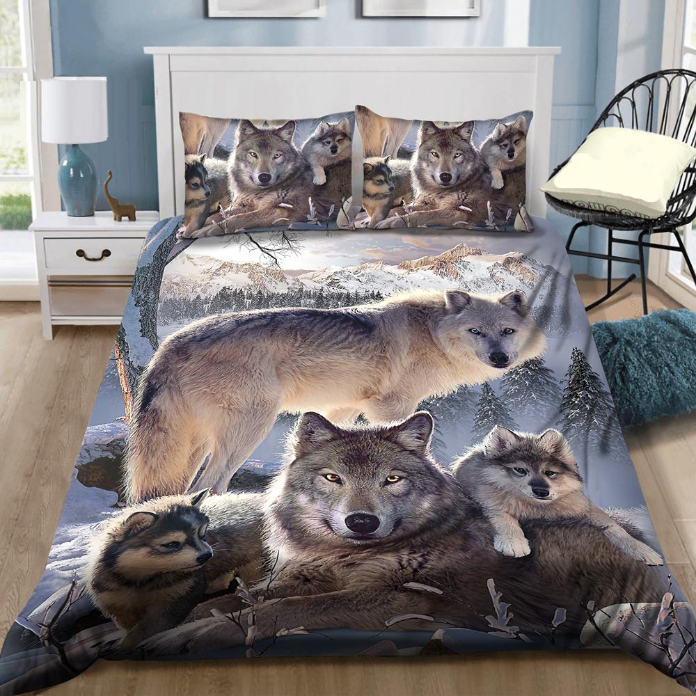 ViticStore™ Wolf Family 3D- 3D all over printed queen size bedding set, home decor, unique gift for couple, awesome gift idea