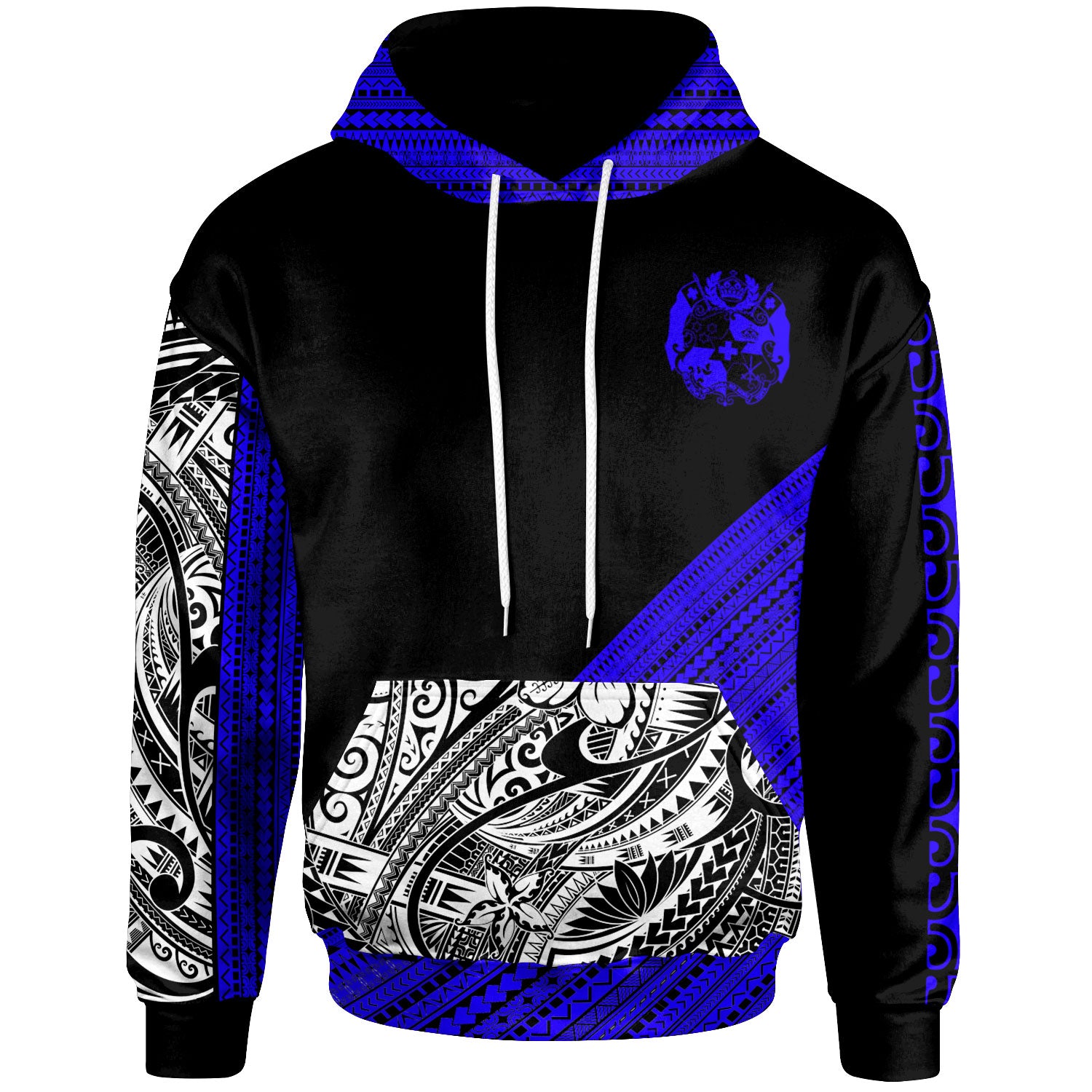 Tonga – Custom Personalised Hoodie – Diagonal Pattern Dark Blue – BN20