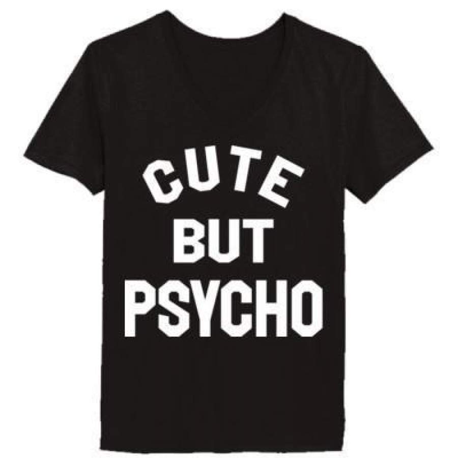 AGR Cute But Psycho – Ladies’ V-Neck T-Shirt