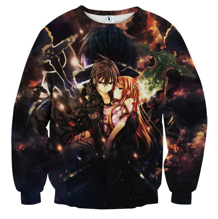 Sword Art Online Kirito Asuna Powerful Couple Black Sweater