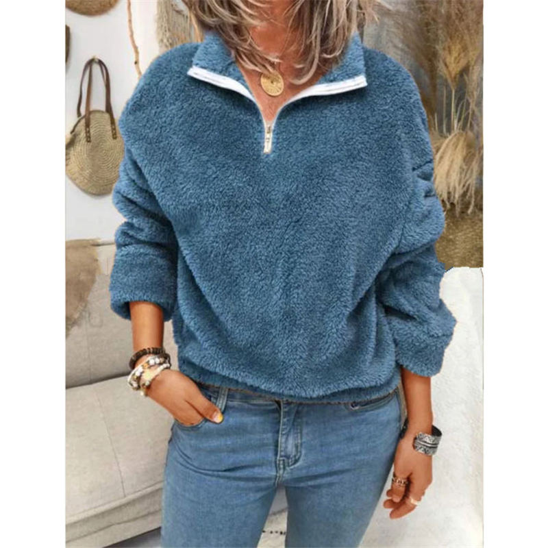 Women Oversized Teddy Sweater Plus Size 5XL Zipper Pullover Multicolor Warm Streetwear Winter Sherpa Fleece Fluffy Sweaters alx