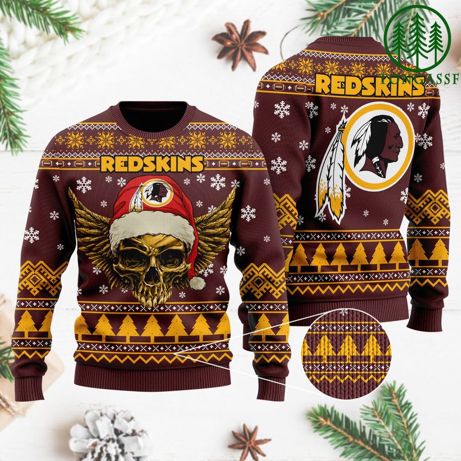 Washington Commanders Golden Skull Christmas Gift For Fan Ugly Wool Sweater Christmas