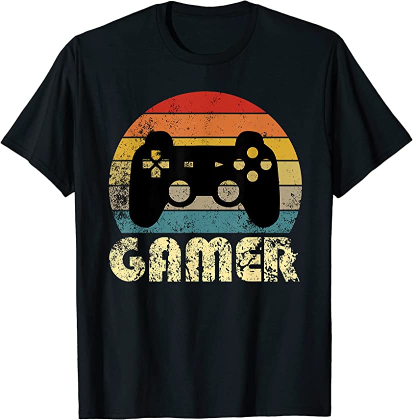 Vintage Retro Gamer Video Game Player Boys Teens Men T-Shirt