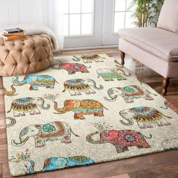 Spiritual Mandala Elephant Rectangle Rug 5