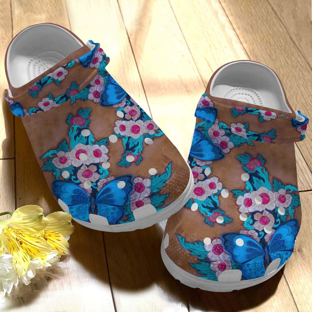 Butterfly Personalized Clog, Custom Name, Text Blue Butterfly, Fashion Style For Women, Men, Kid, Print 3D