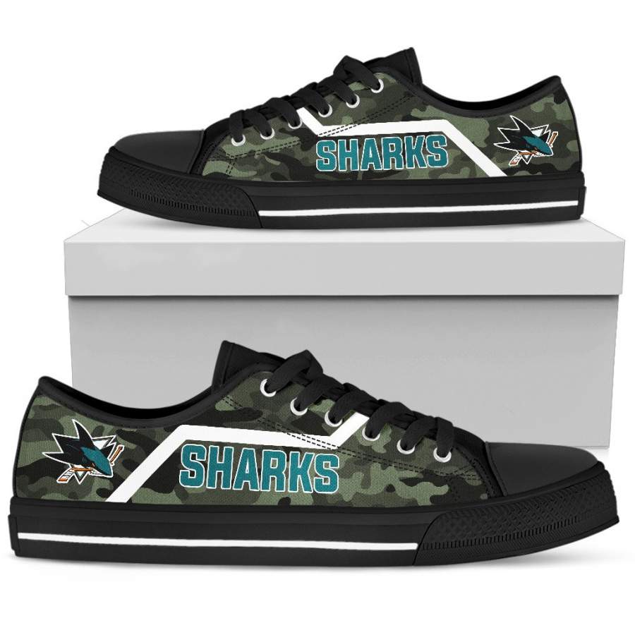 Simple Camo San Jose Sharks Low Top Shoes