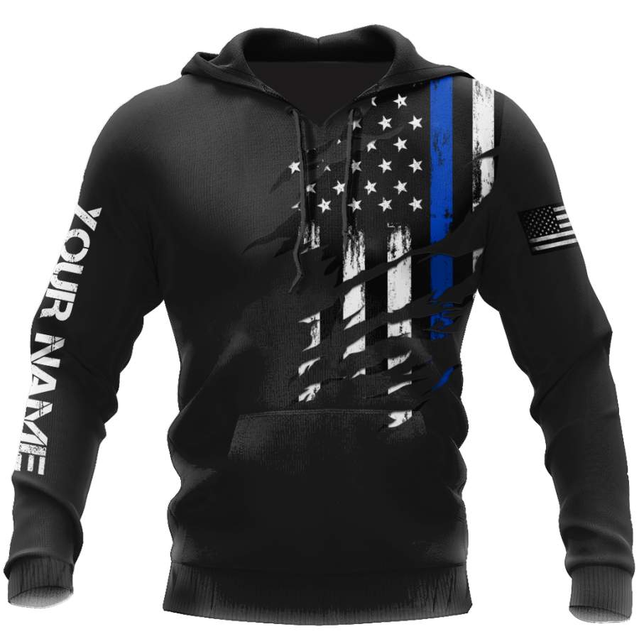 Thin Blue Line apparel US Law Enforcement custom name design 3d print shirts TR0912208