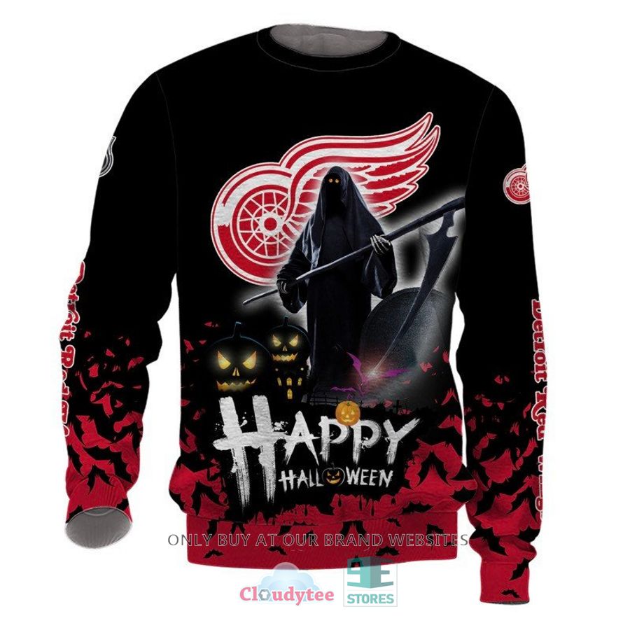 Detroit Red Wings Black Happy Hallowen Gift For Fan Ugly Wool Sweater Christmas