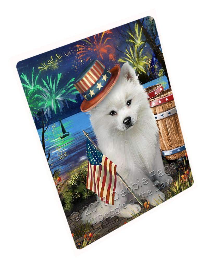 4Th Of July Independence Day Fireworks American Eskimo Dog At The Lake Blanket Blnkt74253