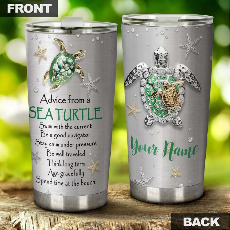 Turtle Advice Be A Good Navigator Jewelry Style Personalized Tumbler-Turtle Present-Unique Tumbler-Birthday Christmas Gift For Turtle Lover