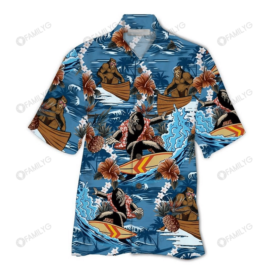 Bigfoot Surfing On The Beach Hawaii Shirt Summer Hawaii For Couple Ha37404